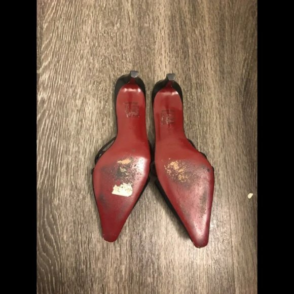 Burberry 90s Vtg Pointed Toe Leather Kitten Heels - Picture 3 of 9